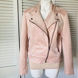 Philosophy Faux Suede Moto Jacket Blush Pink Large